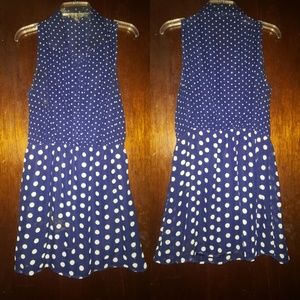 Blue & White Poka Dot Dress Size L